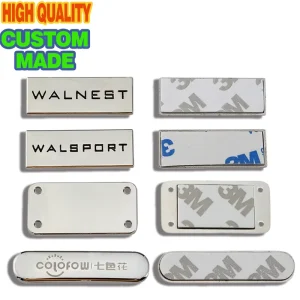Custom Metal Logo Plate High Quality Zinc Alloy Brand Name Tags with 3M Adhesive for Furniture Luxury Bags Sports Equipment