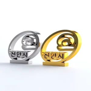 Custom Metal Plated Modern Golf Trophy Hollow Letter Themed Shiny Gold Silver Awards