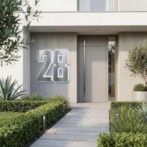 Custom Metal Sign Solid Aluminum Laser Cut Letter Sign Flat Metal Plaque for Hotel Room Number Company Entrance Electronic Signs