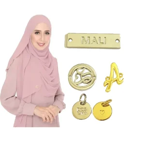Custom Metallic Metal Label Logo Brand Tag Letters Hollowed Engraved Brushed Eco-friendly Roll Sew Purse
