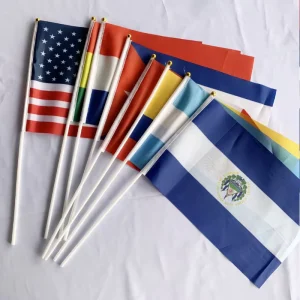 Custom Mini Digital Printed Polyester Hand Held Flag Hand Waving Banner for Outdoor Use Double Sided