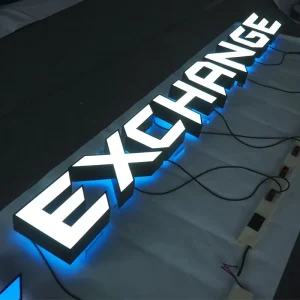 Custom Mini Frontlit Letter Borderless 3D LED Acrylic Sign Waterproof Stainless Steel Base Outdoor Illuminated Logo Letter