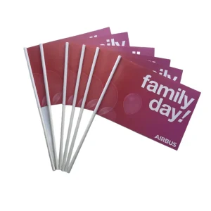 Custom Mini Paper Hand Flag with Stick Waterproof PVC PE Plastic Handheld Flags Football Fans Cheering Hand Waving Flags
