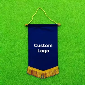 Custom Mini Pennant Hanging Banner Flag 20x30cm Full Color Digital Printing Satin Football Flag Exchange