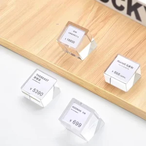 Custom Mini Square Clear Tabletop Name Sign Stand Price Label Small Acrylic Sign Holder for Bakery Jewelry Cafe