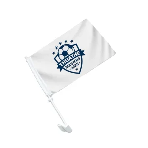 Custom Mini Waterproof Square Shape Polyester Acrylic Flagpole Car Flags White Pennant Style Logo Digital Printing Sublimation