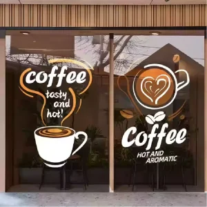 Custom Minimalist English Static Cling Glass Door Stickers High-End Decorative Decals for Coffee Shops and Restaurants