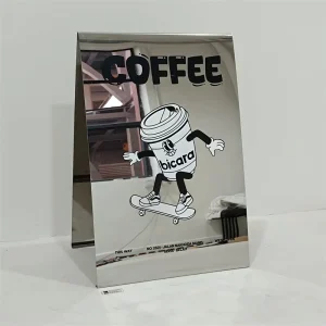Custom Mirror A Frame Sign Commercial Double Sided Outdoor Floor Stand Advertising Metal Coffee Shop Mirror Sign Board
