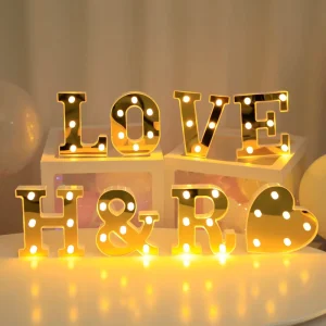 Custom Mirror LED Marquee Letter Lights with Warm White Bulbs for Wedding Party Valentine Birthday Bedroom Decoration