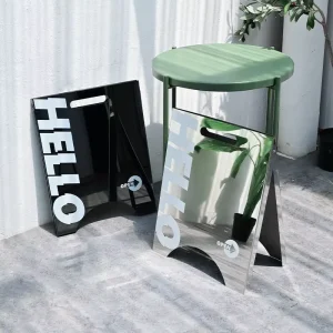 Custom Mirror Surface Stainless Steel Folding Double-sided Floor Standing Display Board Advertising