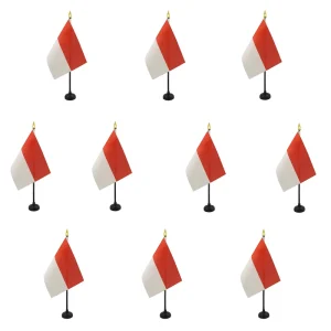 Custom National Table Flags with Acrylic Flagpole Polyester Digital Printing Satin Elastic Fabrics Handheld Flag