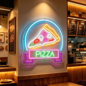 Custom Neon Sign UV Printed LED Logo Light Pop Art Display Rack Decor Panel Signage Solutions for Pizza Store Shop Restaurant