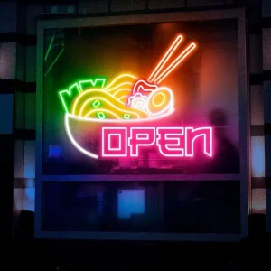Custom Neon Sign logo Spaghetti Open Shop Restaurant Acrylic Custom Led Neon Light Sign Business Pizza Open Store Light up Sign