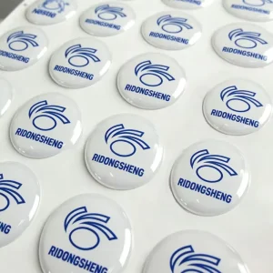 Custom OEM Design Brand Name Waterproof Adhesive Dome Stickers Epoxy Resin 3D Logo Clear Dome Epoxy Sticker