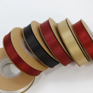 Custom OEM Eco Friendly 196 Colors Luxury Personalized 3 50mm Gold Foil Logo Glitter Smooth Printed Double Face Satin Ribbon