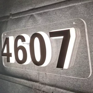 Custom Outdoor Address Number Signs Vertical Horizontal Street Address Plaques LED Lighting IP65 Weather Resistant Screwed