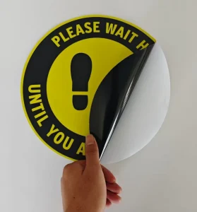 Custom Outdoor Anti Slip Self adhesive Removable Floor Warning Sign Marble Decal Floor Sticker for Social Distance