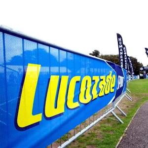 Custom Outdoor Premium Mesh Cloth Printed Barricade Covers Mesh Polyester 100 Windscreen Scrim 8ft Advertising Fence Mesh Banner