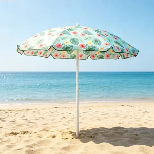 Custom Outdoor Floral Portable Patio Adjustable Beach Umbrella Summer Polyester 6ft for Market Pool Promotions Sun Shade Hotels