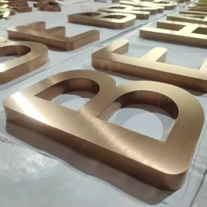 Custom Outdoor Stainless Steel Gold Brushed Advertising Business Logo 3D Back Lit IPX6 Waterproof Sign Letter for Companies
