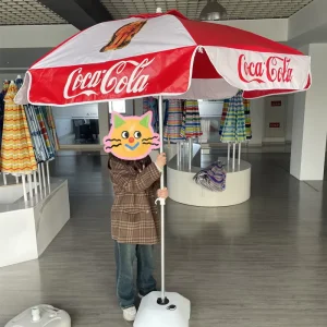 Custom Outdoor Sturdy Parasol with Plastic Polyester Fabric Beach Umbrella
