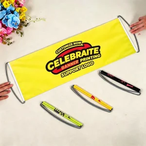 Custom PET Retractable Hand Scroll Banner Handheld Pull Out Advertising Banner Sports Fan Cheering Promotional Hand Pull Banner