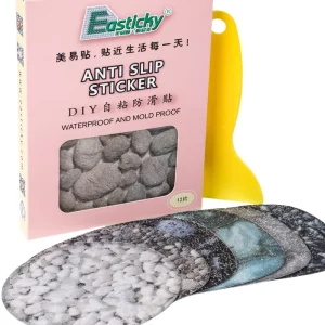 Custom PEVA Anti Slip Stickers Stone Pattern Non Skid Decals for Bathroom Kitchen Floor