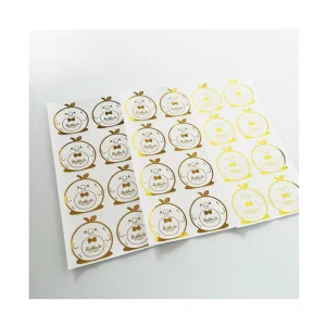 Custom PVC PET Clear transparent Sticker label with Gold Foil Embossing Hot Stamping