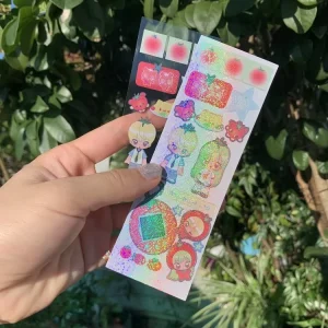 Custom PVC Self Adhesive Clear Stickers Kiss Cut Logo Printing Holographic Laser Film Korean Sticker Sheet