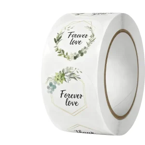 Custom PVC Self Adhesive Waterproof Eco friendly Gift Box Wedding Labels Colorful ‘Thank You’ Stickers Logo Crafts