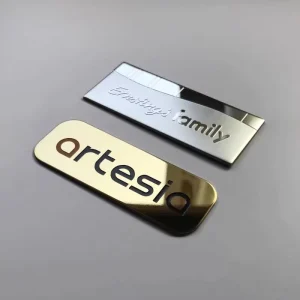 Custom Painted Diamond Cut Aluminium Nameplates Metal Logo Plate Custom 3D Copper Edge Custom Metal Label