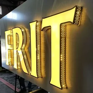 Custom Perforated Metal LED Channel Letter Sign 3D Illuminated Metal Business Logo Sign for Outdoor Storefront