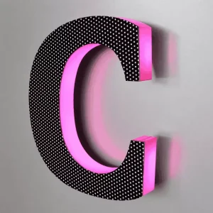 Custom Perforated Metal LED Channel Letter Sign Pink Side Lit 3D Illuminated Logo Letters for Storefront Shop and Events