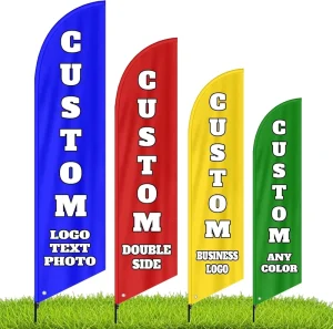 Custom Personalized Advertising Feather Flags & Banners Outdoor Business Promotion Double Sided Logo/Text Printing 1.6×6.6ft