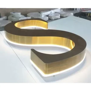 Custom Personalized Business Reception Wall 3D Laser Cut Metal Stainless Steel Logo Sign LED Advertising Backlit Letters
