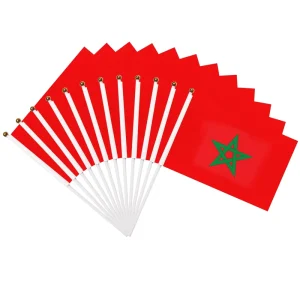 Custom Personalized Morocco Hand Flag 5x8in Polyester Factory Bulk Mini Stick Banner National Day Events