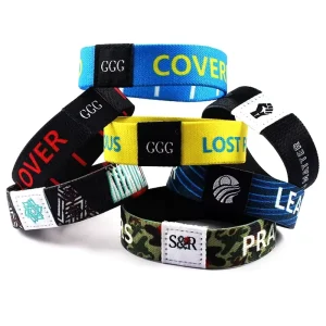 Custom Personalized Polyester Printed Logo Fabric Sport Elastic Wristband for Advertising Event