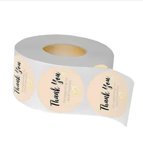 Custom Personalized Self Adhesive Waterproof Vinyl Circle Stickers for Photo Frame & Candle Gift Packaging Rolls