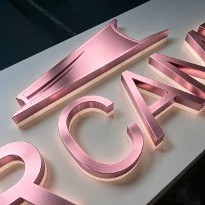 Custom Pink Stainless Steel LED Backlit Signs Acrylic Jelly Letters Front Lit Channel Letters Storefront Business Logo Sign