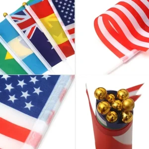 Custom Plastic Stick Flagpole 6×9 Polyester Waterproof Durable Pennant Flags Mini Hand Flag Soccer All Country Held Wooden