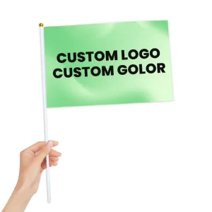 Custom Polyester Handheld Flag Vivid Color Fade Resistant Custom Logo Advertising Promotion Sports Event Handheld Stick Flag