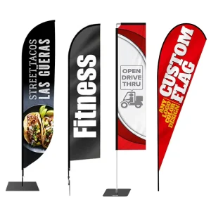 Custom Polyester Pennant Flags Digital Printing Beach Corporate Outdoor Advertising Decorative Portable Stainless Steel Flagpole