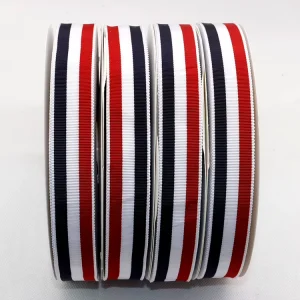 Custom Polyester Ribbon Red White Blue 38mm Woven Stripe Award Badge Ribbon