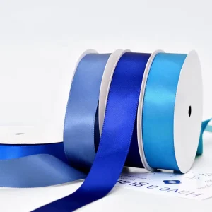 Custom Polyester Ribbon logo 3D Gold Foil Printed Single Face Smooth Satin Ribbon for Hair Accessories