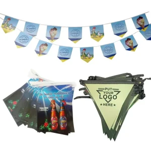 Custom Polyester Triangle Bunting Pvc Custom Polyester Fabric Party Bunting Flags