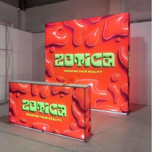 Custom Pop LED Light Box Aluminum Alloy Frame Portable Backlit Trade Show Display Tension Polyester Fabric Backdrop Custom Sizes