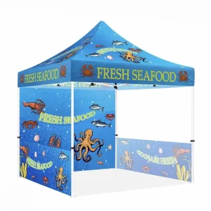 Custom Pop Outdoor Iron Tubes Waterproof Folding Marquee Tent 600D PU Oxford Fabric Dye Sublimation Printing
