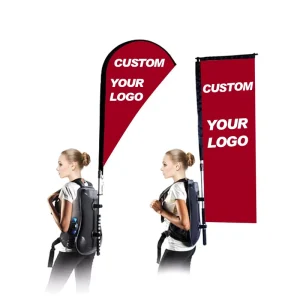 Custom Portable Backpack Flag Full Color Sublimation Walking Advertising Banner Custom Logo Flag Trade Show Street Promotion