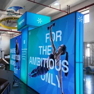 Custom Portable Rectangle Frameless LED Aluminum Fabric Light Box for Trade Show Branding with High Brightness LED