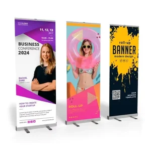 Custom Portable Trade Show Aluminum Advertising Roll Backdrop Retractable Pull Banner Stand for Display Customizable